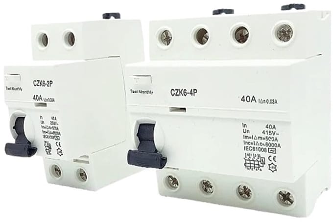 Aardlekschakelaar - Reststroomschakelaar - Veilige Stroomkring - Automatische Uitschakeling - 2P 16A 10mA - Grijs