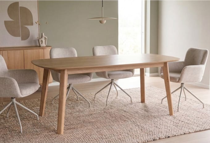Eettafel Jay Deens ovaal eiken 200x100x77 cm - Naturel - Scandinavisch design