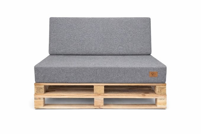 Palletkussen set 2-delig - zit- en rugkussen 120x80 cm, linnen grijs