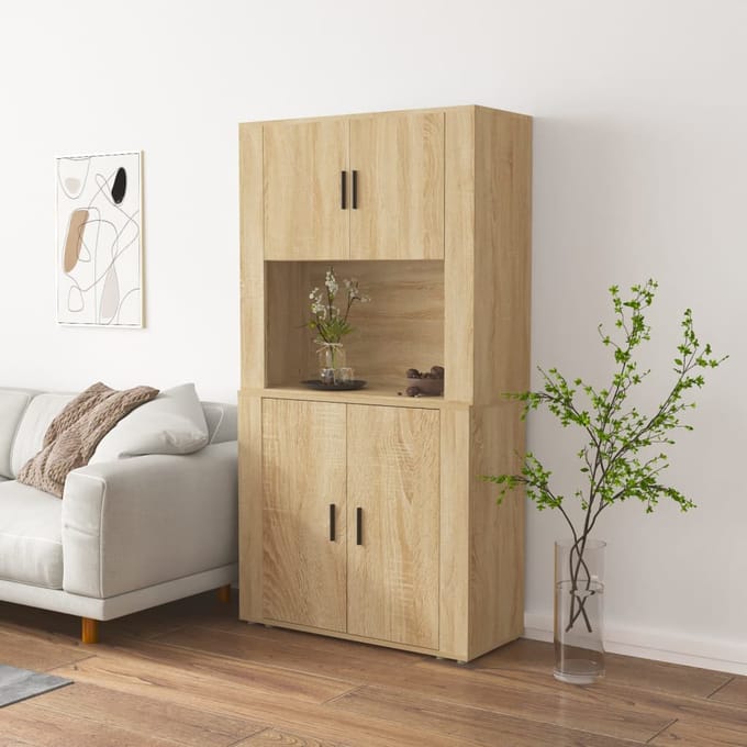vidaXL - Hoge - kast - bewerkt - hout - sonoma - eikenkleurig