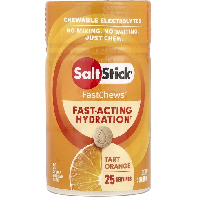 SaltStick, Fast Chew®, électrolyte à croquer, orange acidulée, 50 comprimés à croquer