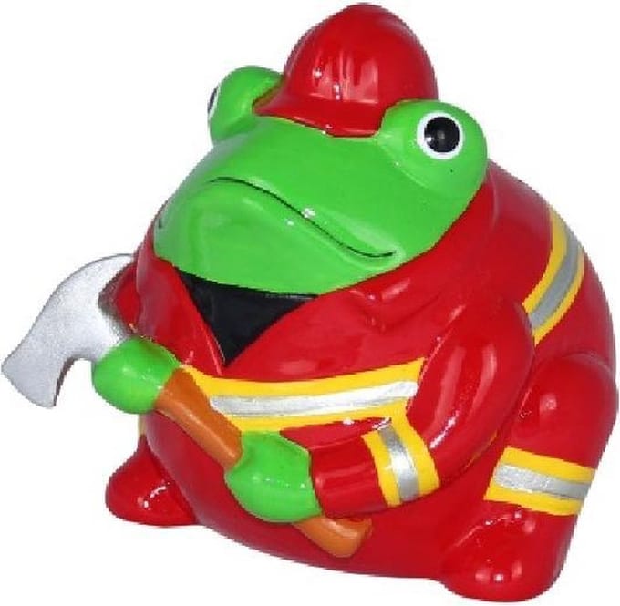 Pomme pidou Kikker Firefighter Freddy - Spaarpot - S - Brandweerman