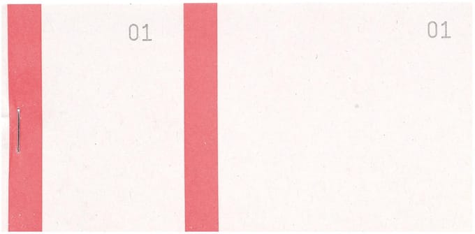 Exacompta 50x Nummerboekjes met 100 blad met dubbele nummering en gekleurde band - 6 ,6x13,5cm - Rood - 96304E
