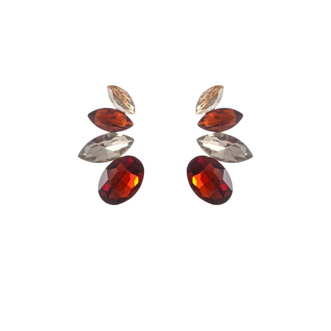 Go Dutch Label Oorknoppen Half Flower Stone Stud Goud Bruin