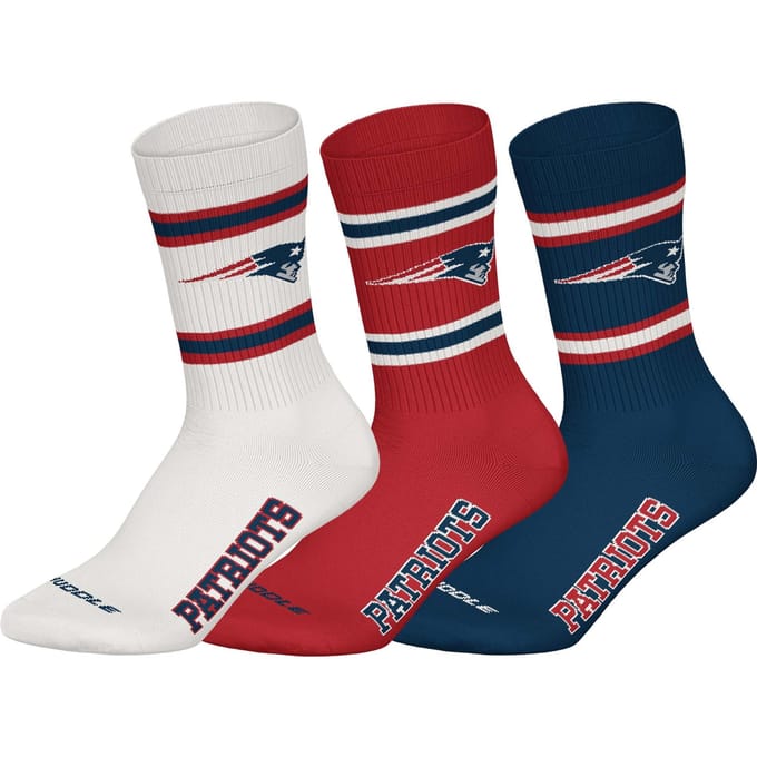 NFL NEW ENGLAND PATRIOTS Crew Socks - 3-pack - Wit/Rood/Navy - Maat 43/46