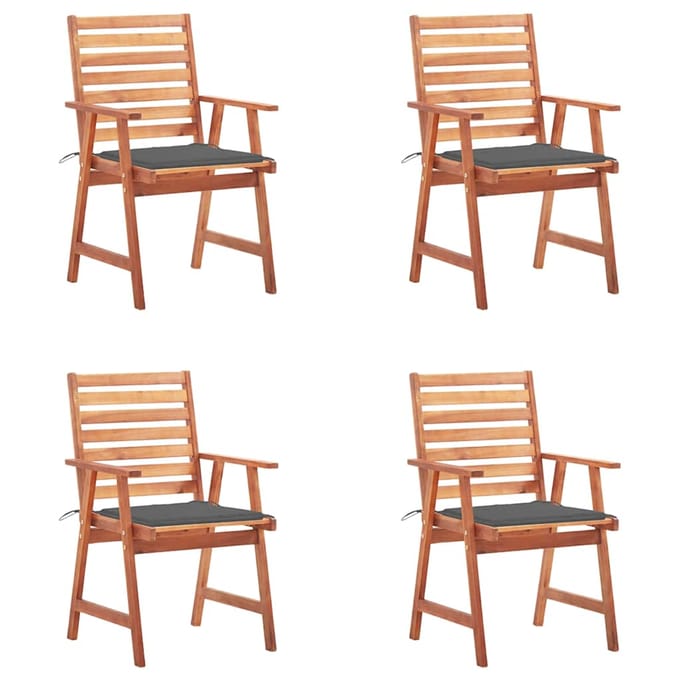 vidaXL - Tuinstoelen - 4 - st - met - kussens - massief - acaciahout