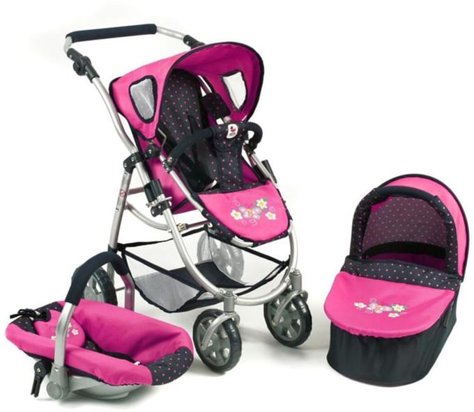Bayer Chic 2000 - All in 1 combi poppenwagen Emotion - Dots Navy Pink