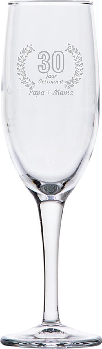 Gegraveerde Champagneglas 16,5cl Papa + mama 30 jaar getrouwd