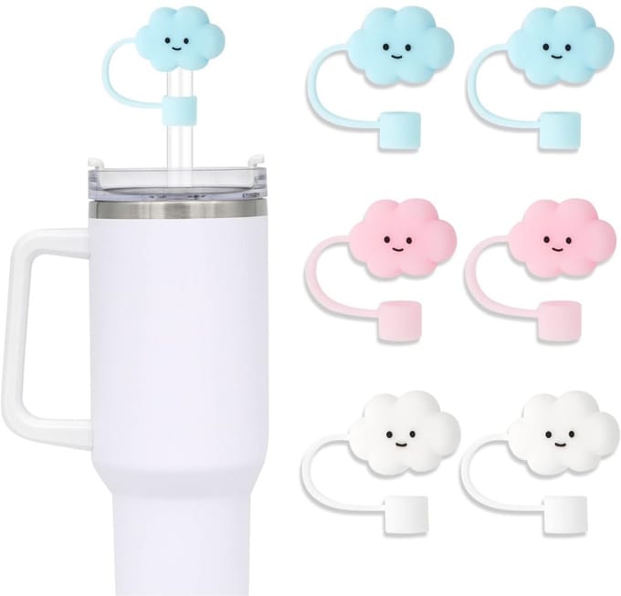 Daity 6-pack - Siliconen Cloud Straw-deksels - 10 mm drinkrietdeksels voor Stanley 30 en 40 oz tumblers