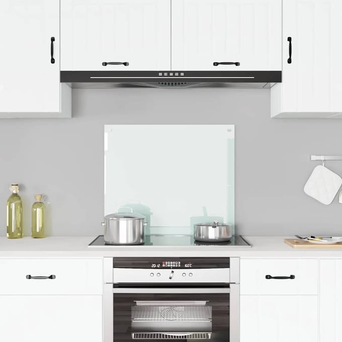 vidaXL - Spatscherm - keuken - 70x60 - cm - gehard - glas - melkwit