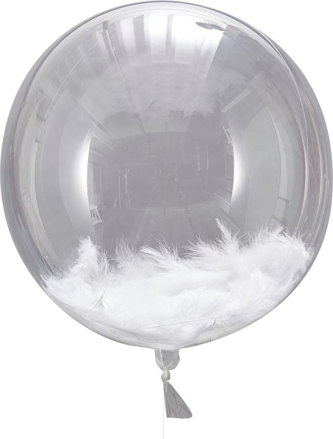 Ginger Ray Beautiful Botanics - Ballon gevuld met witte veren Ø 40 cm - Set-3