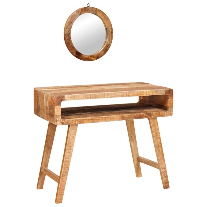 vidaXL - Kaptafel - met - opslag - Bruin - 90 - x - 76 - x - 45 - cm - Massief - Mango - Hout