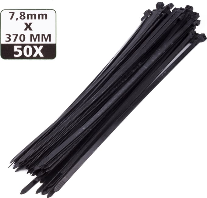 Hofftech Kabelbinders - UV-bestendig - Sterk en duurzaam - 370 mm - Zwart - 50 stuks