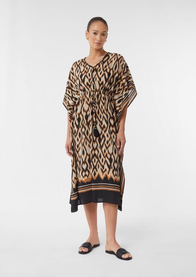 Jurk met volledige print en strikceintuur dames COMMA