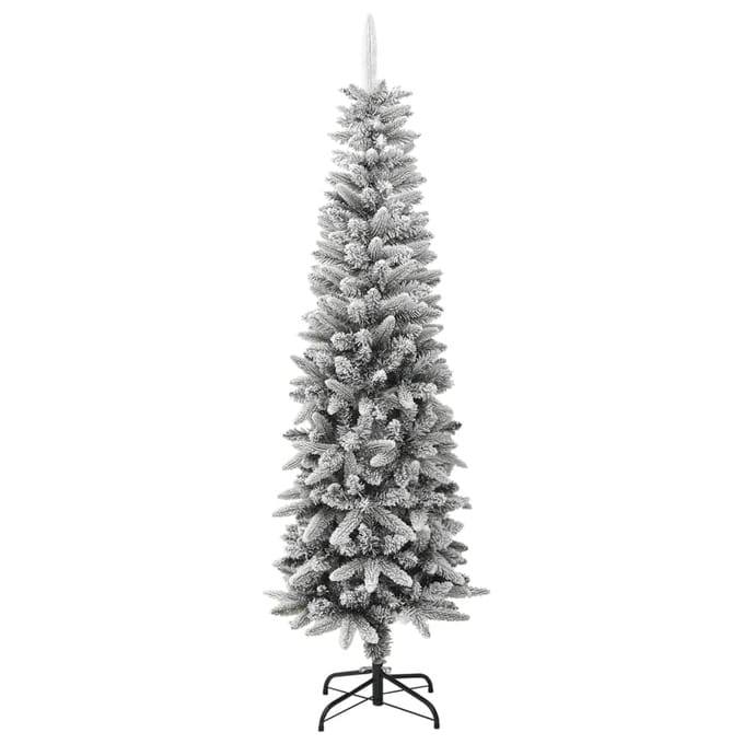 vidaXL - Kunstkerstboom - met - sneeuw - smal - 180 - cm - PVC - en - PE
