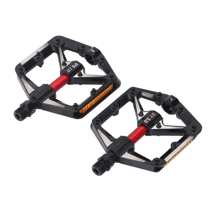 2 Stuks Fiets Pedaal Aluminiumlegering Dubbel Lager Antislip Reflecterend Pedaal Vervanging black