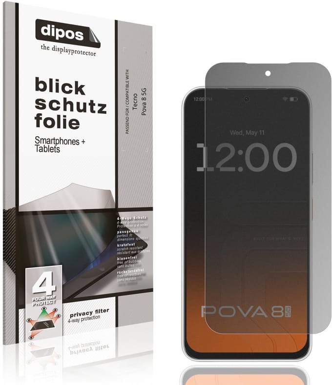 dipos – Matte Privacy Screenprotector geschikt voor Tecno Pova 8 5G | Anti-Spy Beschermfolie