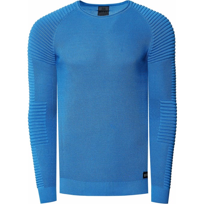 Slim fit fijngebreide biker trui met ronde hals