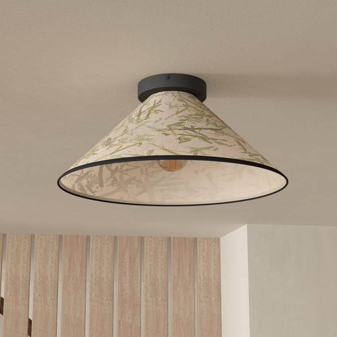 EGLO Oxpark Plafondlamp - E27 - Ø 42 cm - Zwart|Wit|Groen - Bamboe