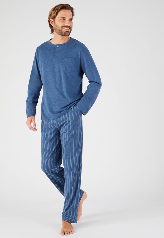Damart - Pyjama van jerseytricot - Heren - Blauw - M