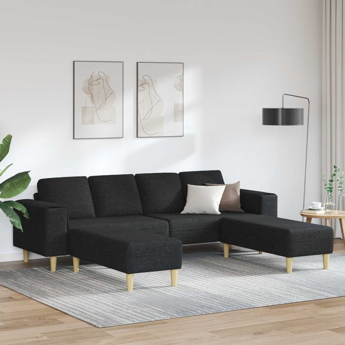 vidaXL - Woonkamerbank - 3 - st - Zwart - Polyester