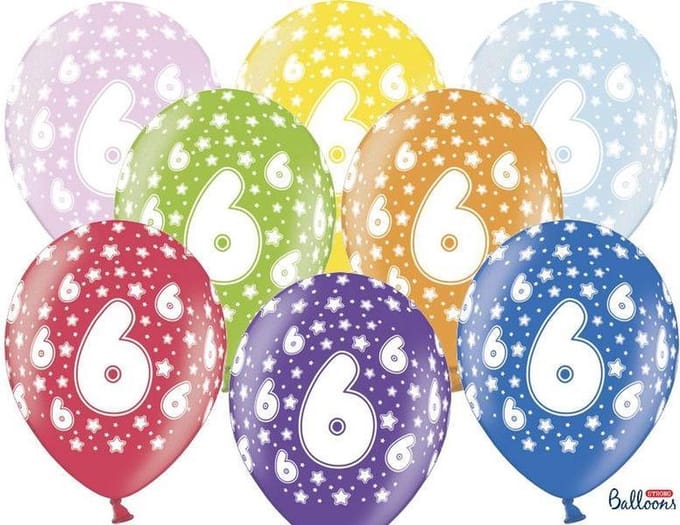 Verjaardag Ballonnen 6 Jaar Metallic Mix