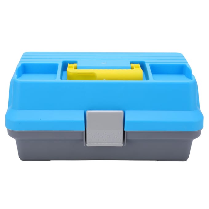 Visuitrusting Doos Draagbare ABS Drie Laags Visgerei Opbergdoos met Ergonomisch Handvat blue