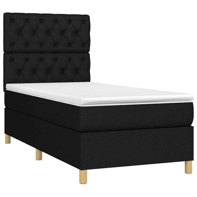 vidaXL - Boxspring - met - matras - en - LED - stof - zwart - 80x200 - cm