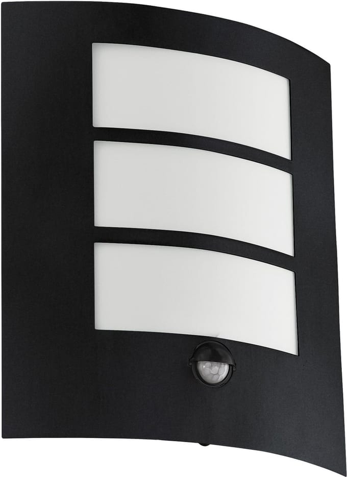 EGLO City Wandlamp Buiten - Bewegingssensor - E27 - 26 cm - Zwart/Wit