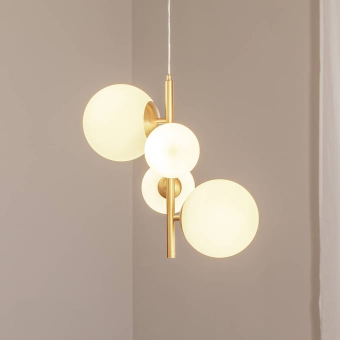ALDEX Hanglamp Joel, messing/wit, 4-lamps