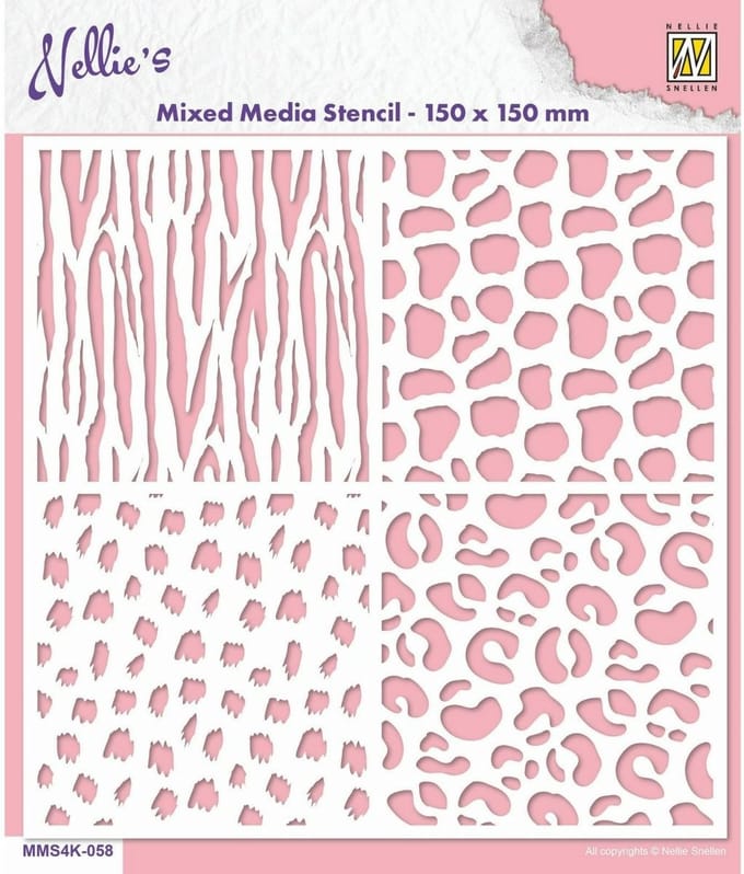 Mixed media stencil 15 x 15 cm - Animal prints