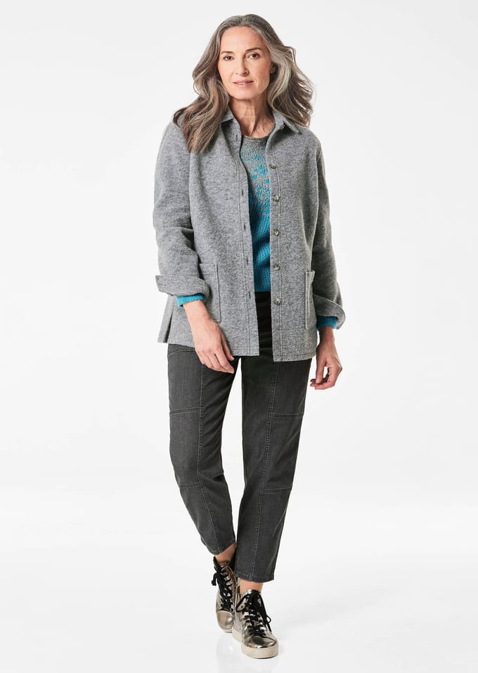 Overhemdjasje met wol - grijs - Gr. 38 van Goldner Fashion