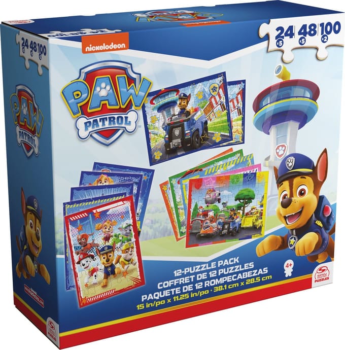 Puzzelpack Paw Patrol 12 Pack  5x24 Pieces, 5x48 Pieces, 2x100 Pieces