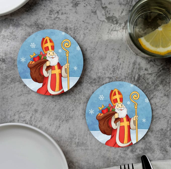 GR onderzetters voor glazen - Sinterklaas - Sint - Vinyl - 6st