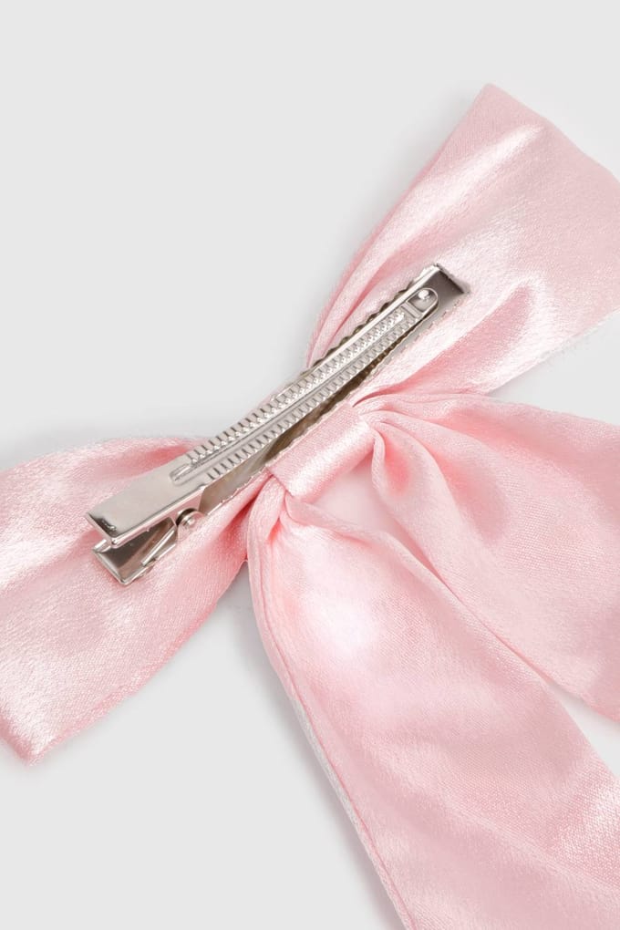 boohoo Dames Satijn Babyroze Haarstrikclip | Baby Roze