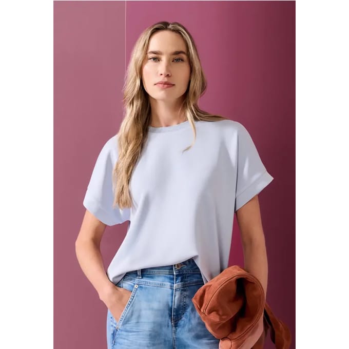 Shirt met Silk-Look en ronde hals