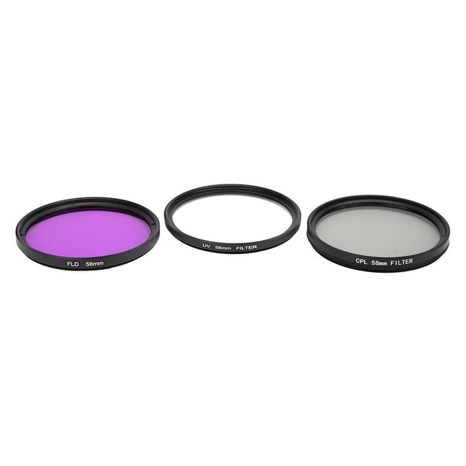 58mm Optisch Glas Lensfilter Kit UV CPL FLD met Opbergtas voor DSLR Camera gray