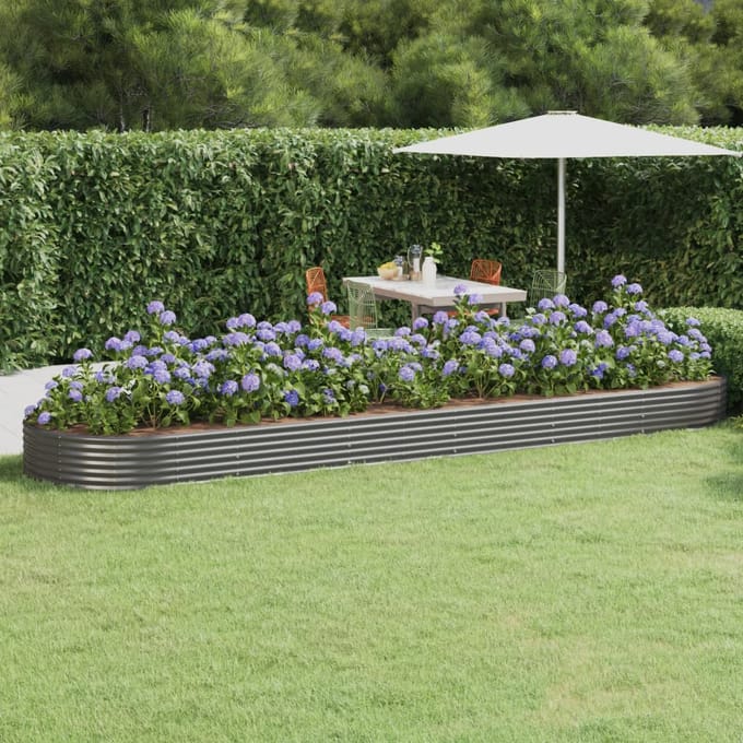 vidaXL - Plantenbak - 523x140x36 - cm - gegalvaniseerd - staal - grijs