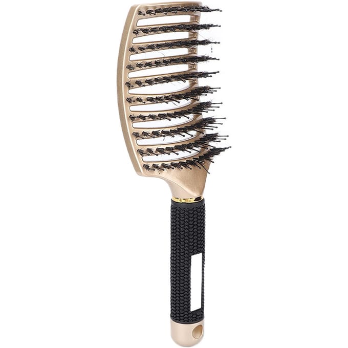 Gebogen ontwarborstel Nylon Professionele Haar Paddle Ontwarborstel voor Haarstyling Goud black