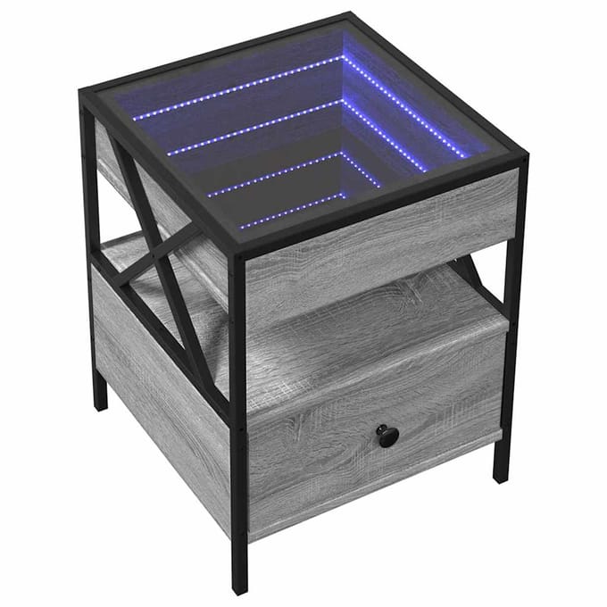 vidaXL - Salontafel - met - Infinity - LED - 40x40x51 - cm - grijs - sonoma - eikenkleur