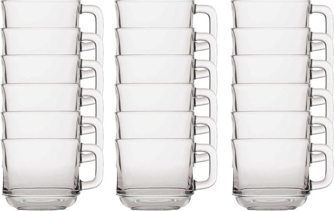 Duralex Theeglazen Lys - 24x stuks - glas - 220 ml - transparant - met oor