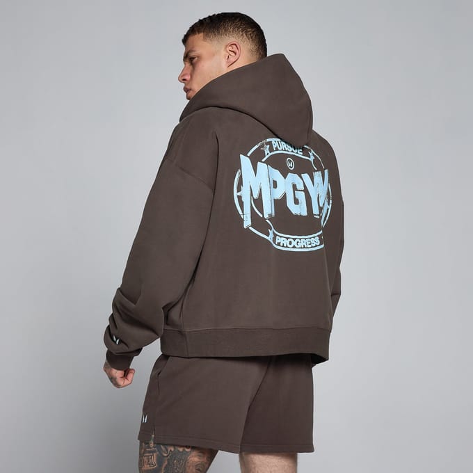 MP Men's Lift Oversized Loopback 2 Way Zip Hoodie - Chocolade - M