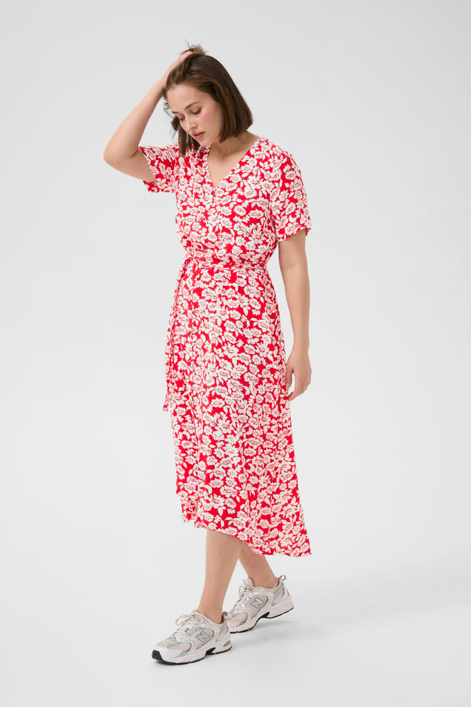 Jurk KAbeathe A-shape white red