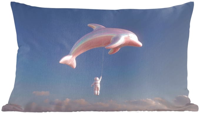 Sierkussens - Kussentjes Woonkamer - 50x30 cm - Dolfijn - Roze - Astronaut