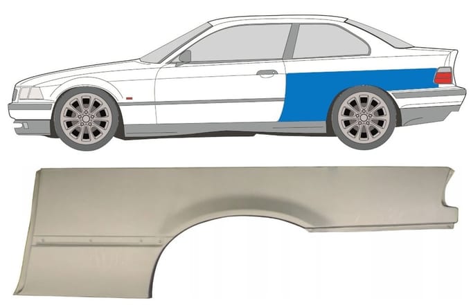 Reparatiepaneel achterspatbord voor BMW 3 E36 1990-2000 / Links / COUPE