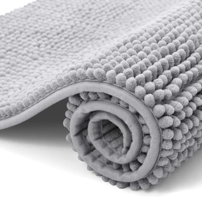 Zachte Badkamer Mat - Antislip & Absorberend - Lichtgrijs