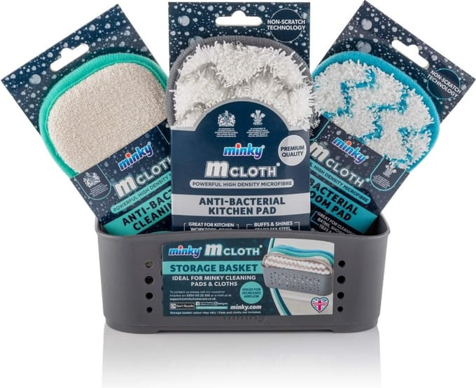 Minky - Opbergbox met Schoonmaakpad 3 stuks assorti - Polypropyleen - Grijs
