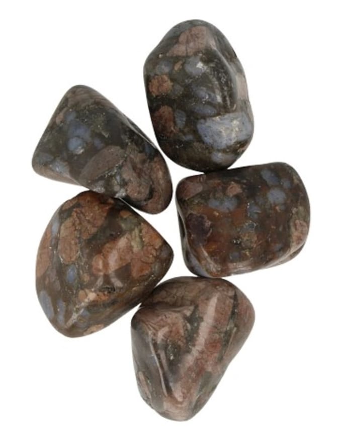Que Sera 100 gr. trommelstenen (blauwe Rhyoliet) (mt3)