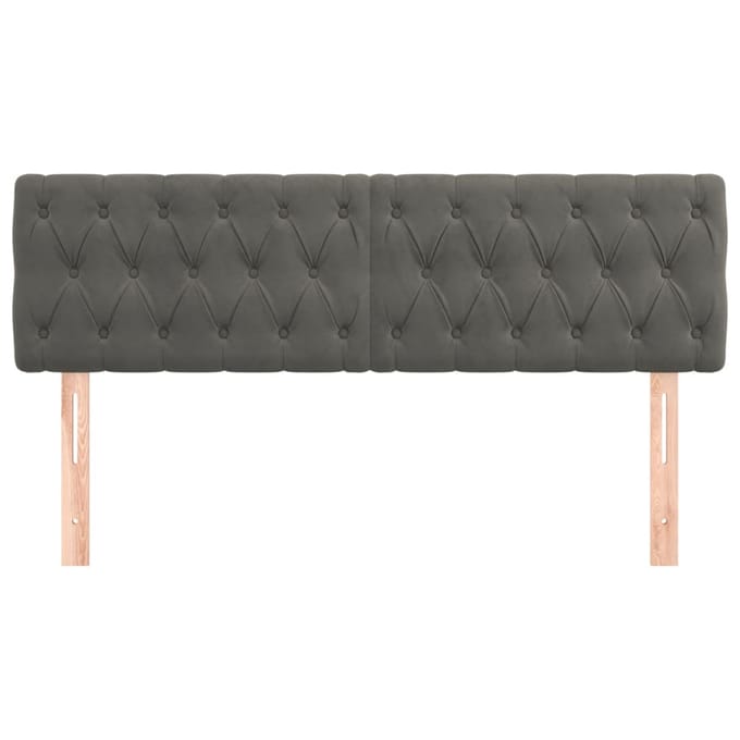 vidaXL - Hoofdborden - 144x7x78/88 - cm - fluweel - donkergrijs