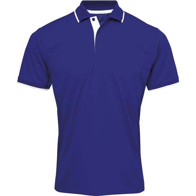 Premier Herencontrast Coolchecker Polo Shirt (Koninklijk/Wit)